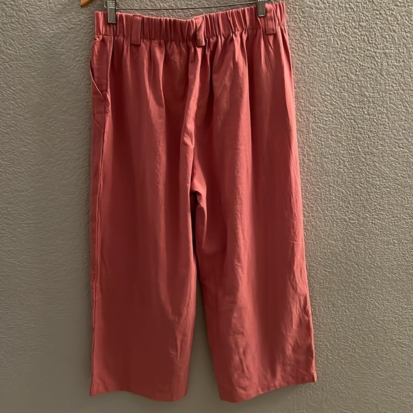 Halara High Waisted Side Pocket Wide Leg Solid Palazzo Casual Cotton Pants - Picture 8 of 9